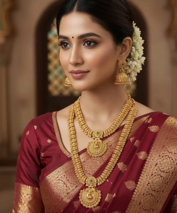 Vivanta design Jewellery Sets II Goddess Lakshmi Temple Design Gold Toned Faux Pearls