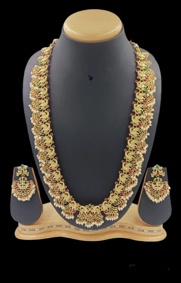 Peacock Design Long Necklace Set Choker Haram Earrings Long Set
