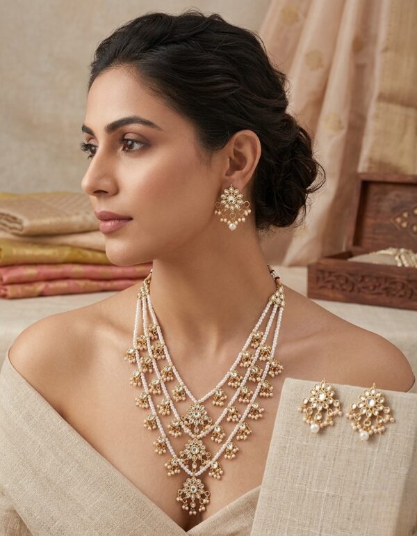 Charming 3 layer pearl jewellery Set
