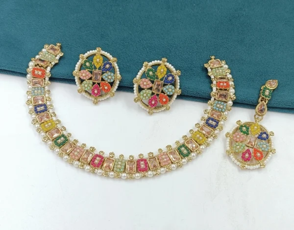 Exquisite Mahendi Plated Necklace Haram Set