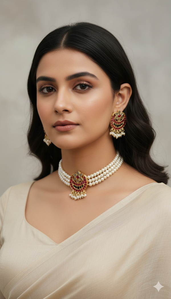 Traditional pearls choker set