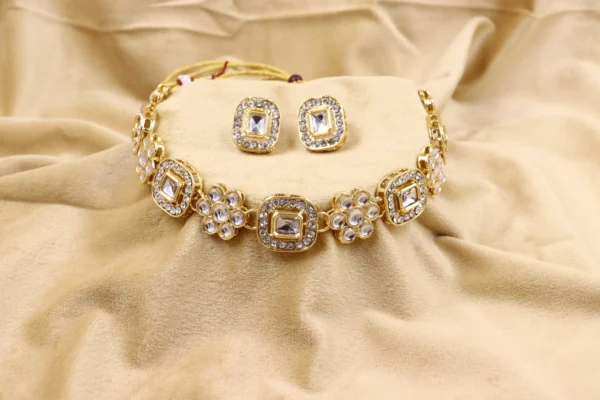Premium Quality PERAL CZ STONE NECKLACE WITH EARRING WOMAN JEWELLY SET