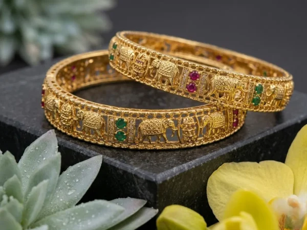 Vivanta design Classic Collection of 2Pcs Set of Gold Plated Bangle