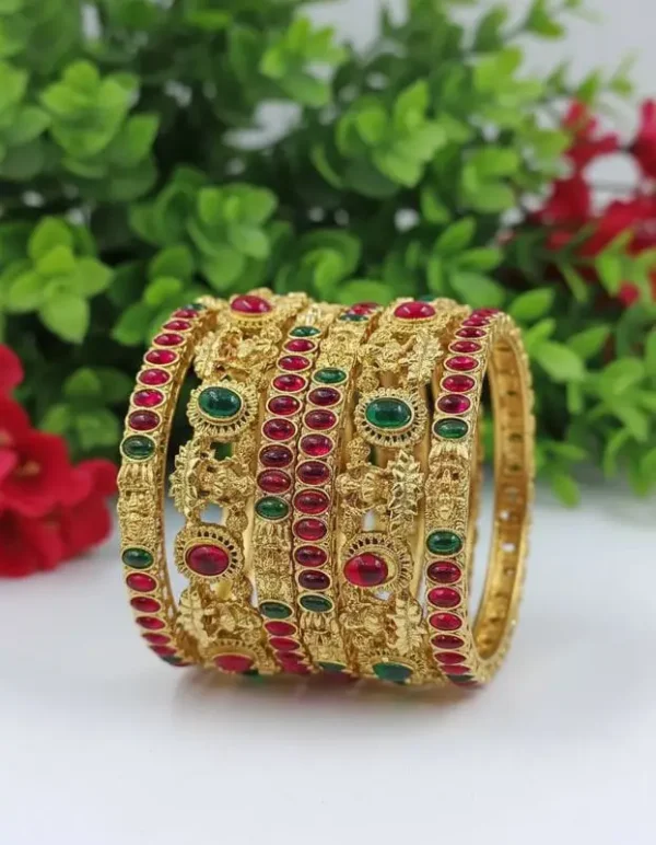 Vivanta design PREMIUM QUALITY South Collection of 6 Pcs Set of Gold Plated Bangles set