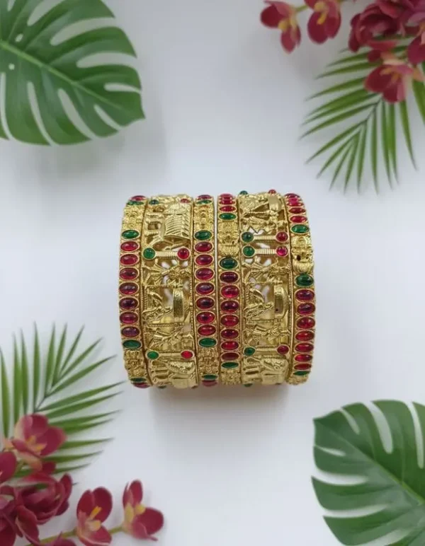 Vivanta design PREMIUM QUALITY South Collection of 6 Pcs Set of Gold Plated Bangles set