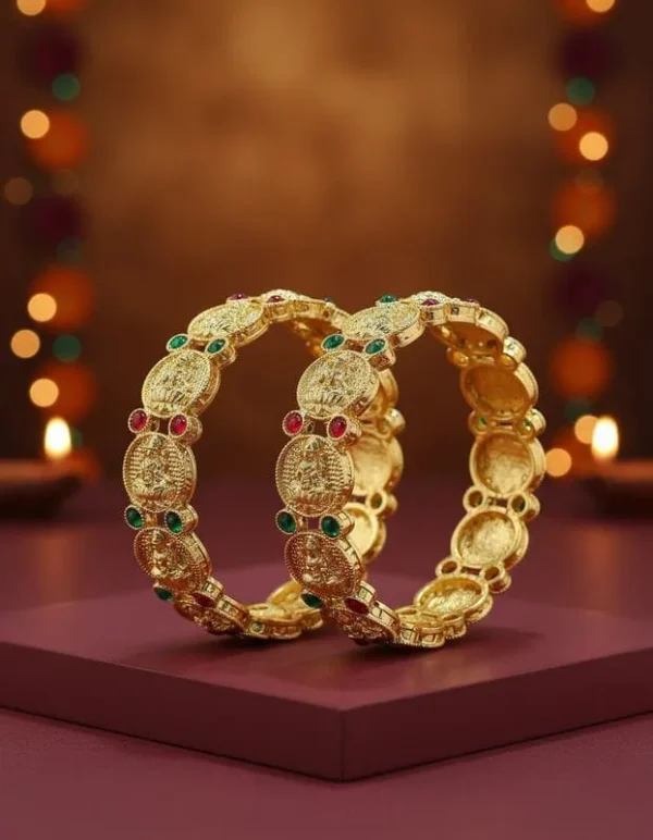 Vivanta design Classic Collection of 2Pcs Set of Gold Plated Bangle