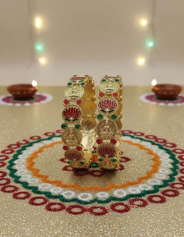 Vivanta design Classic Collection of 2Pcs Set of Gold Plated Bangle meena work